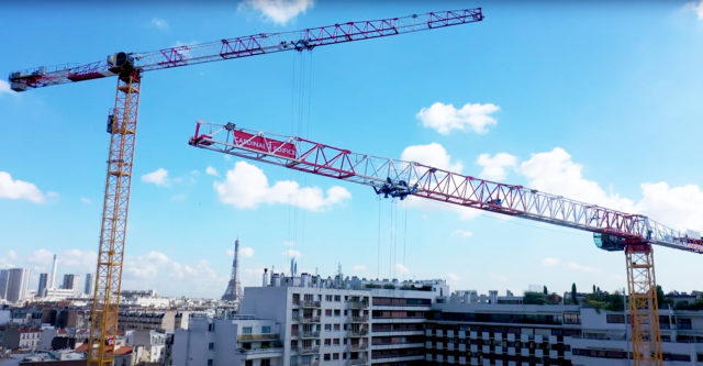 Four Raimondi flattop towers cranes at work in the heart of Paris for ambitious reurbanization project
