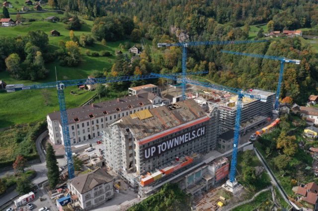 Swiss agent Interkran nears completion of historic revitalization project with four Raimondi topless tower cranes