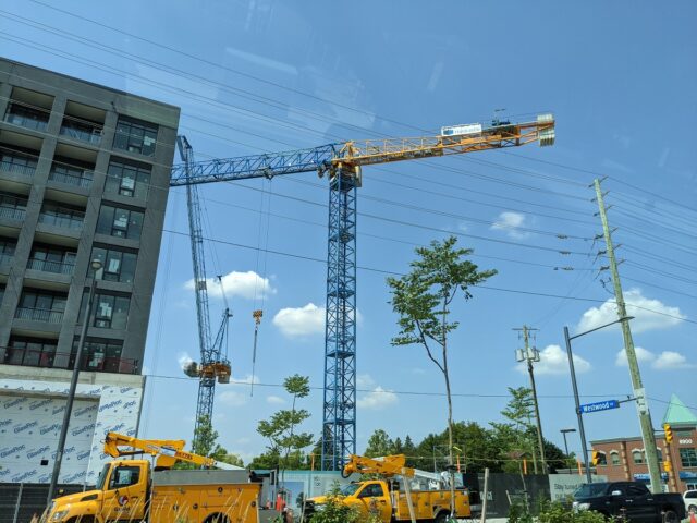Two Raimondi cranes participate in the construction of a new Toronto area residential development